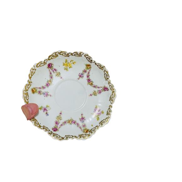 Vintage Carlsbad Austria porcelain demitasse tea cup & saucer sets (2) pink rose - Picture 14 of 15